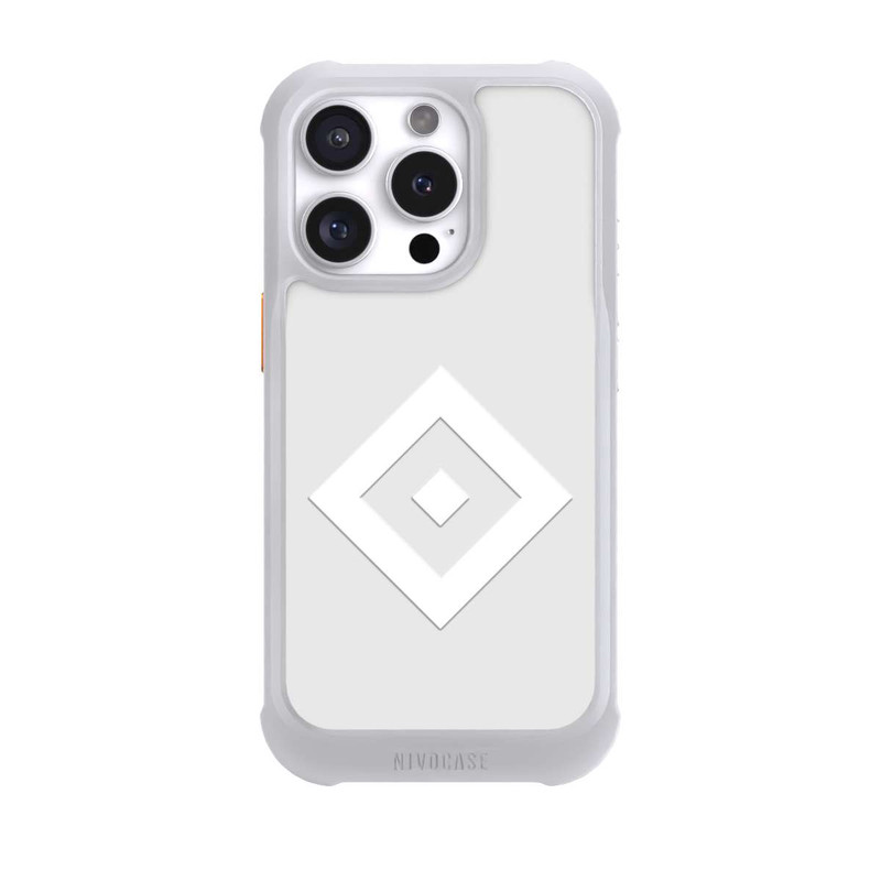 iPhone 16 Pro NIVOmax Logo en forme de losange sur fond gris HSV