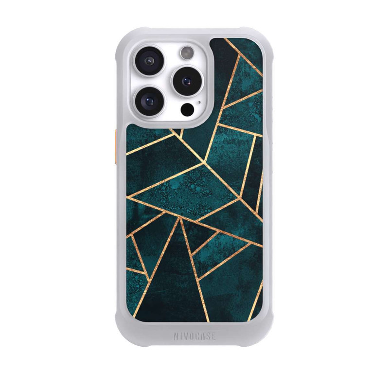 iPhone 16 Pro NIVOmax Deep Teal Stone Gold Print