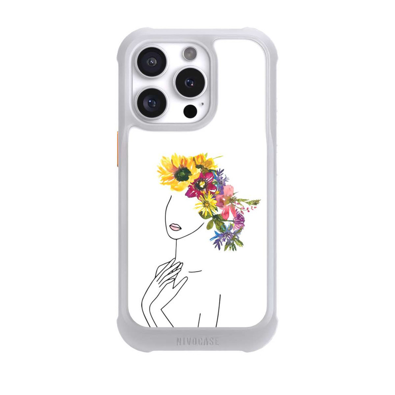 iPhone 16 Pro NIVOmax Line Art Frau mit Blumenkrone
