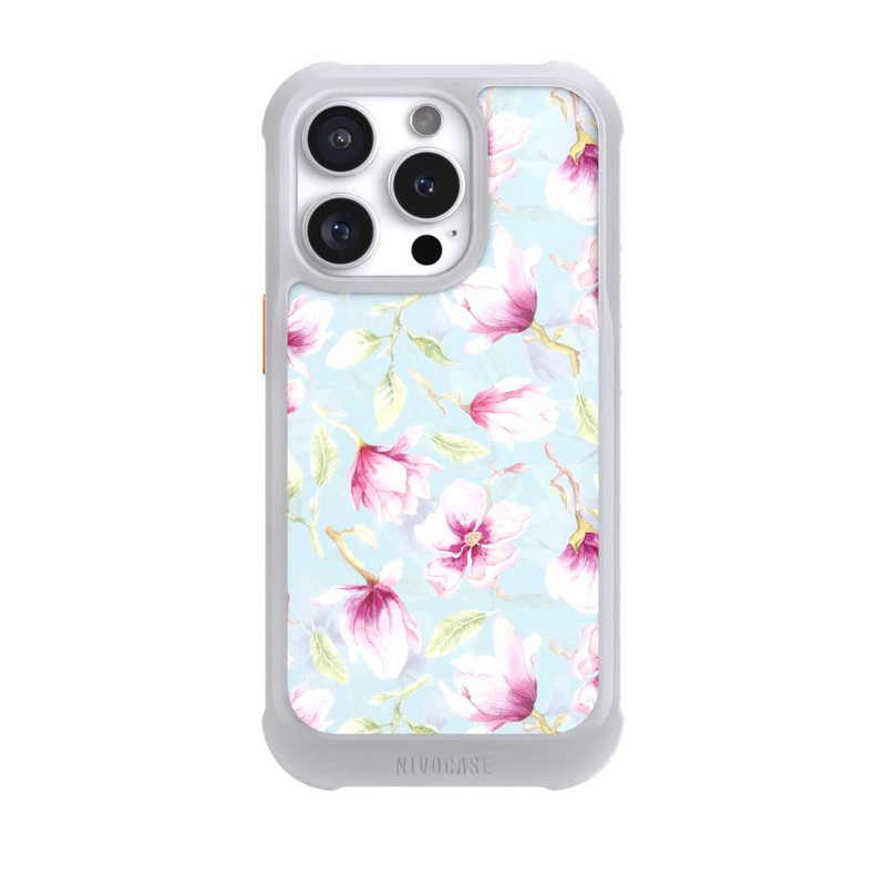 iPhone 16 Pro NIVOmax Magnolias sur bleu