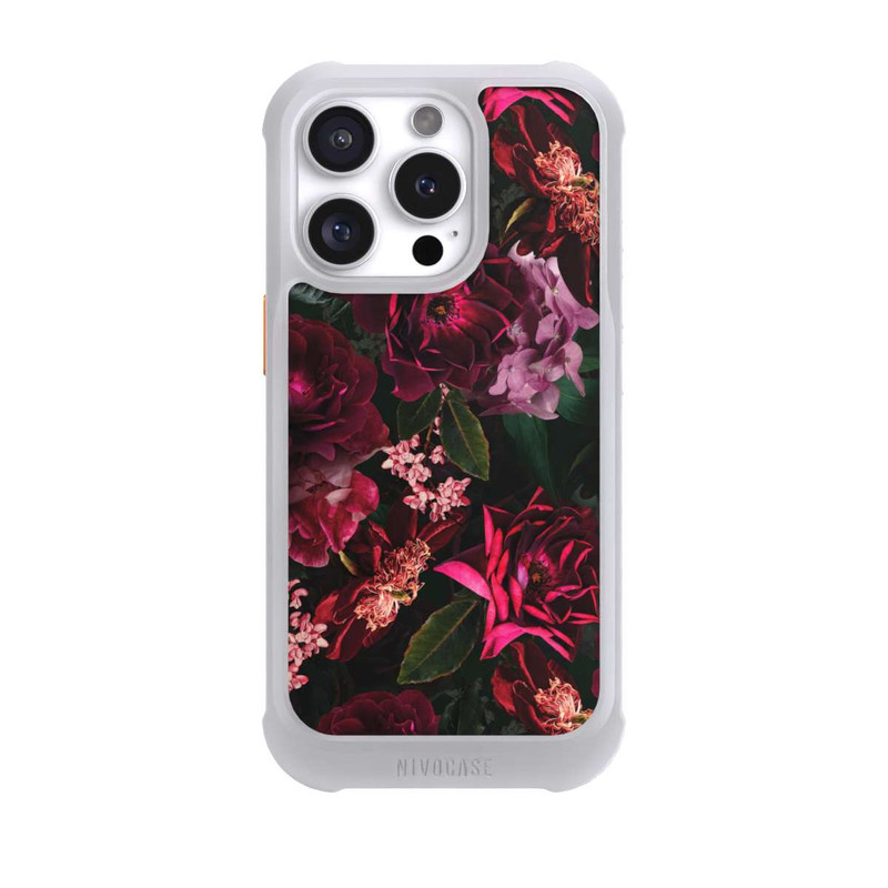 iPhone 16 Pro NIVOmax Dark Romantiv Red and Pink Peonies Flowers