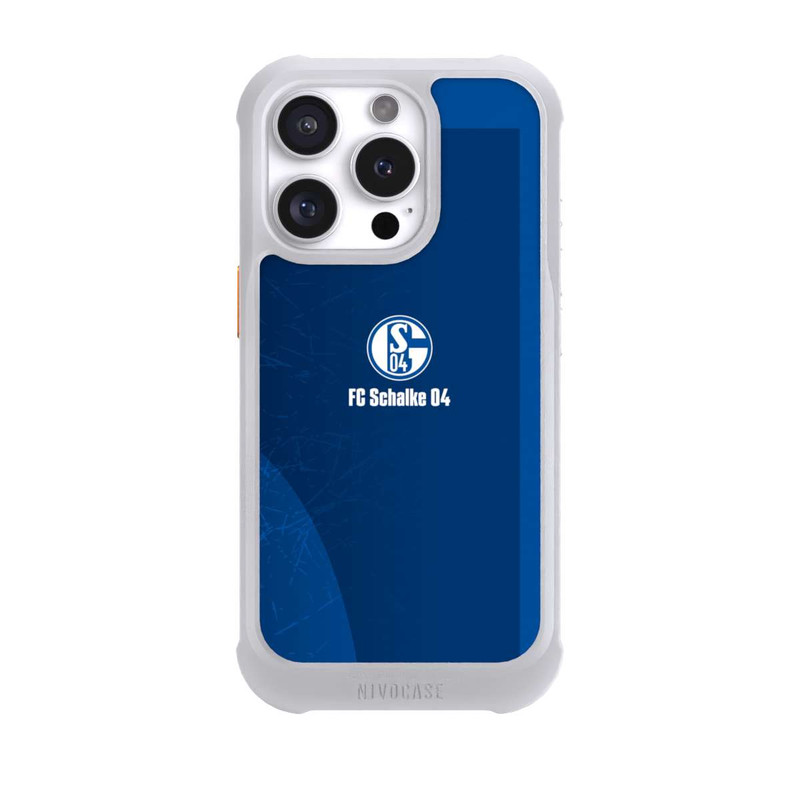 iPhone 16 Pro NIVOmax Schalke 04 Blauer Hintergrund Mit Logo