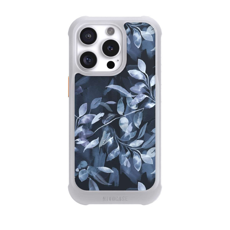 iPhone 16 Pro NIVOmax Mystische Aquarellblätter marineblau