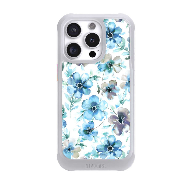 iPhone 16 Pro NIVOmax Blaues Blumenmuster Trendy