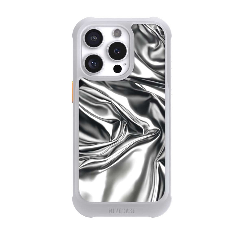 iPhone 16 Pro NIVOmax Glänzeder Chrome Silber Stoff mit KI