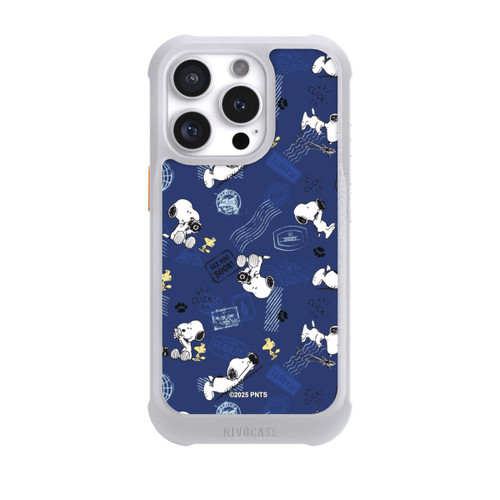 Apple iPhone 16 Pro NIVOmax Peanuts Travel Stamps Pattern Blue