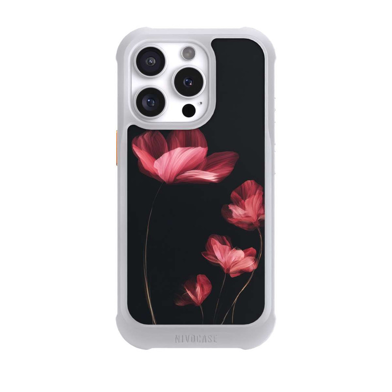 iPhone 16 Pro NIVOmax Burgunder Blüten schwarz