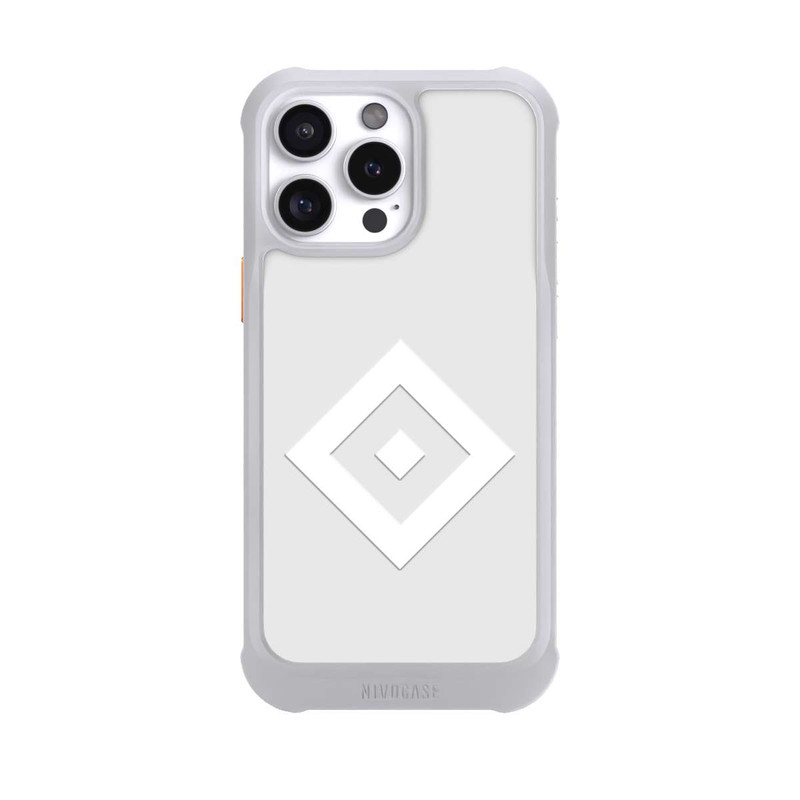 iPhone 16 Pro Max NIVOmax Logo en forme de losange sur fond gris HSV