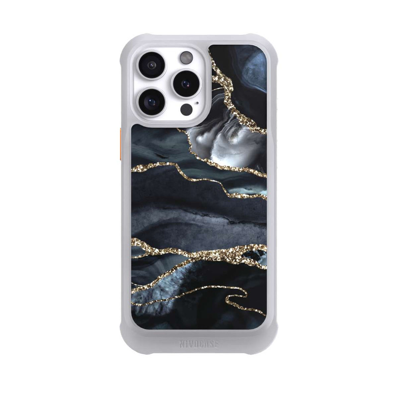 iPhone 16 Pro Max NIVOmax Dunkler Marmor Gold Glitzerlook