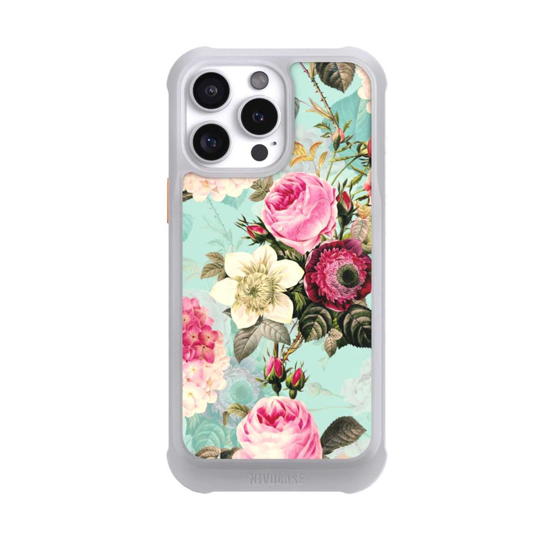 iPhone 16 Pro Max NIVOmax Roses en papier peint turquoise