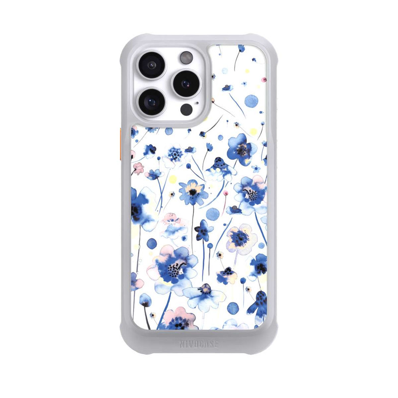 iPhone 16 Pro Max NIVOmax Aquarelltinte blaue Blumen