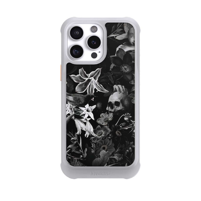 iPhone 16 Pro Max NIVOmax Skulls and Flowers on Black Background