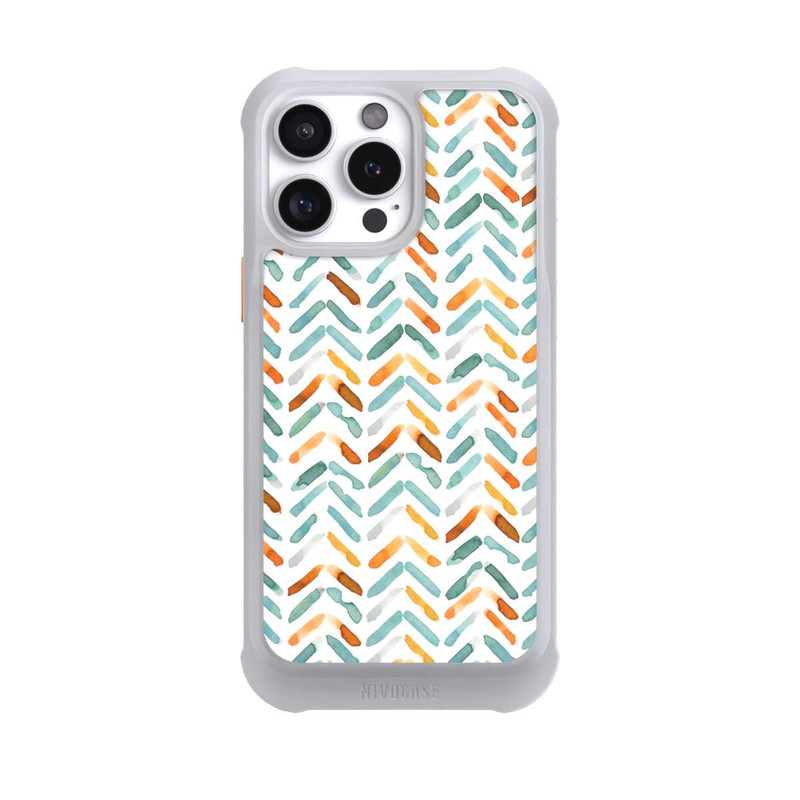 iPhone 16 Pro Max NIVOmax Elegantes Herbstchevron Blau Orange