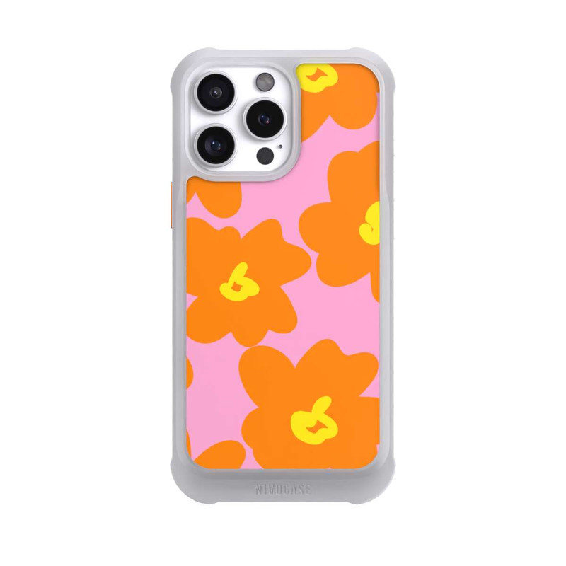 iPhone 16 Pro Max NIVOmax Retro Blumenmuster Pink und Orange