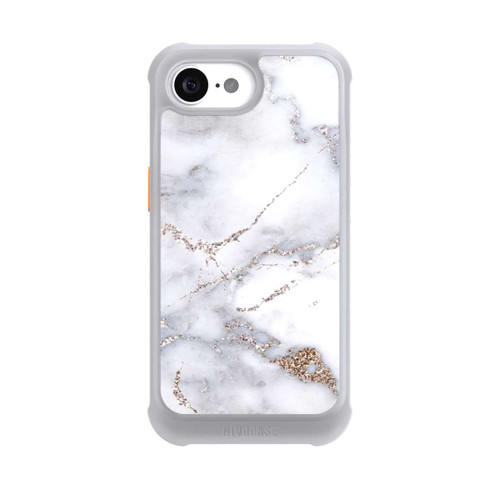 Apple iPhone 16e NIVOmax Silberglitzer Marmorlook