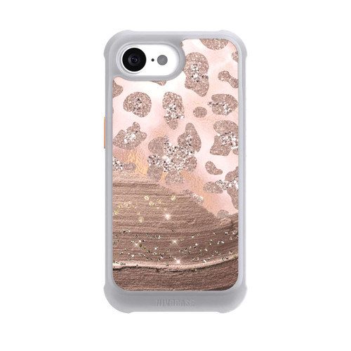 Apple iPhone 16e NIVOmax Silberner Leoparden Glitzerlook