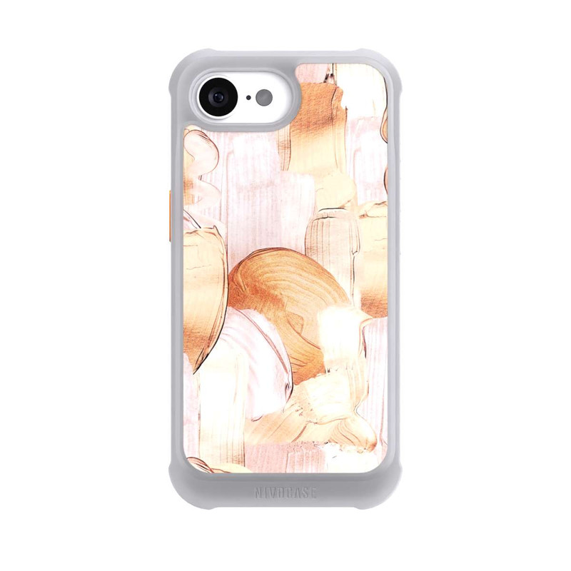 iPhone 16e NIVOmax White/Gold Brush Pattern