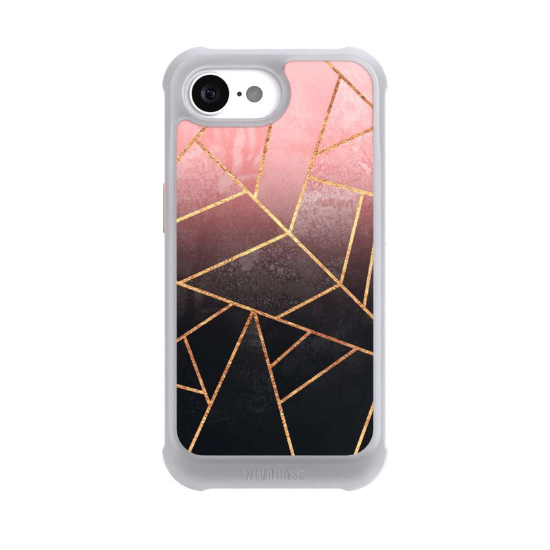 iPhone 16e NIVOmax Pinker und Schwarzer Stein Gold Druck