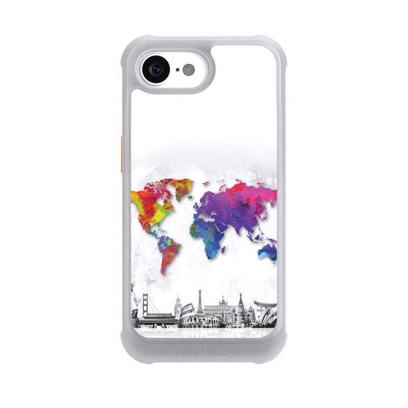 iPhone 16e NIVOmax Carte du monde avec l'horizon