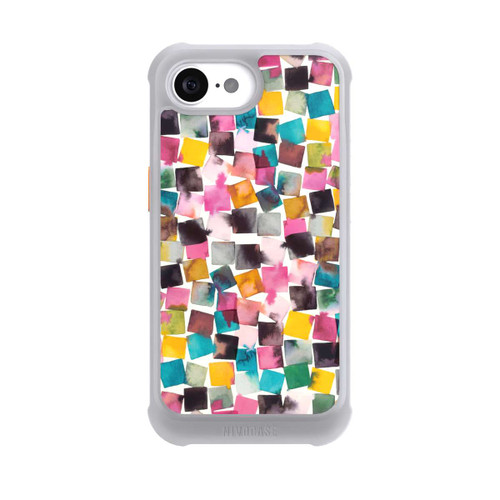 Apple iPhone 16e NIVOmax Plaids Géométriques Aquarelle Rose
