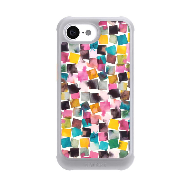 iPhone 16e NIVOmax Plaids Géométriques Aquarelle Rose