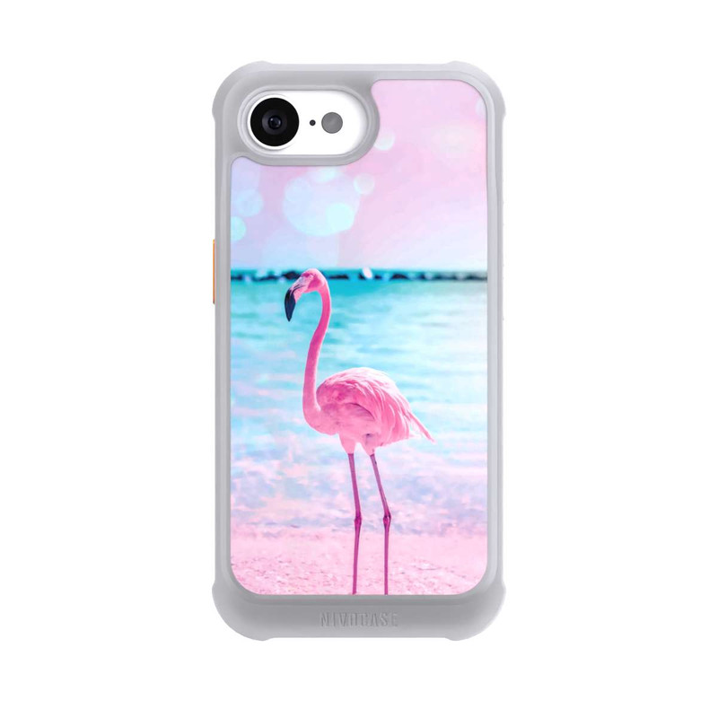 iPhone 16e NIVOmax Pink Flamingo on the beach
