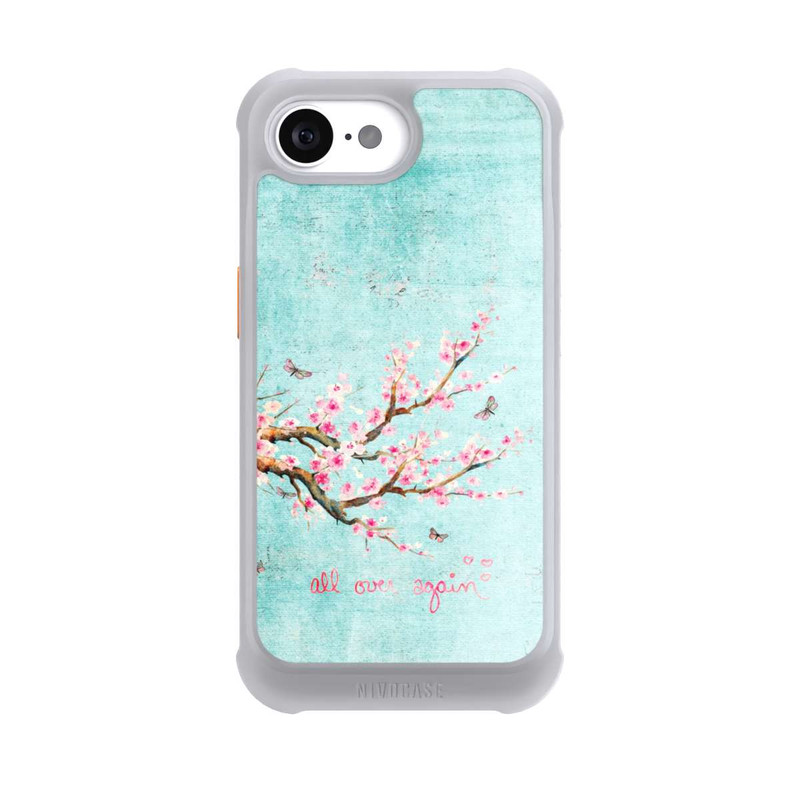 iPhone 16e NIVOmax Motif d'arbre en fleurs de cerisier bleu