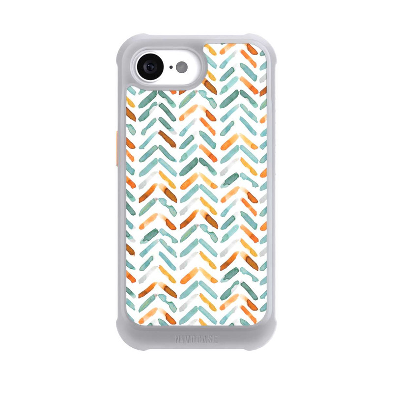 iPhone 16e NIVOmax Elegantes Herbstchevron Blau Orange