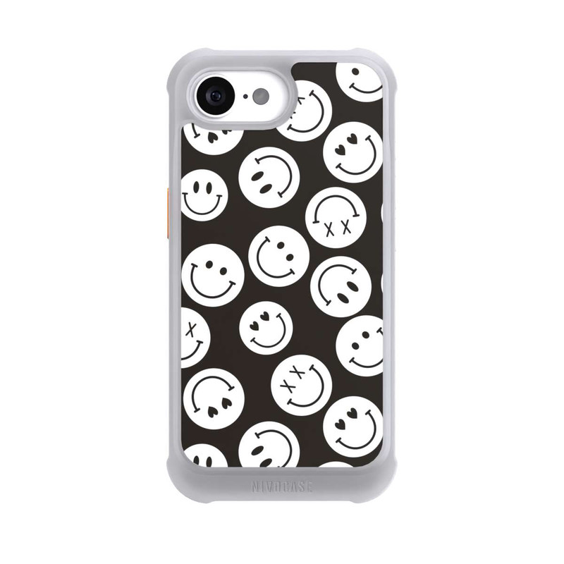 iPhone 16e NIVOmax Smiles Emotes Pattern Black And White