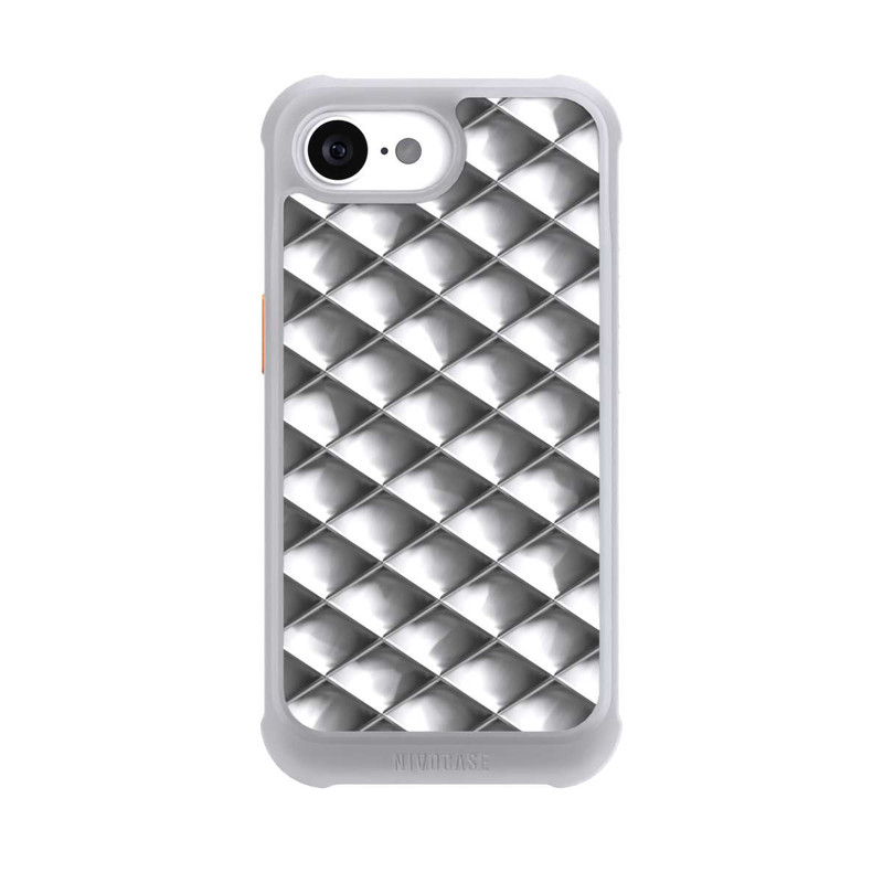 iPhone 16e NIVOmax Glamour Silver Squares