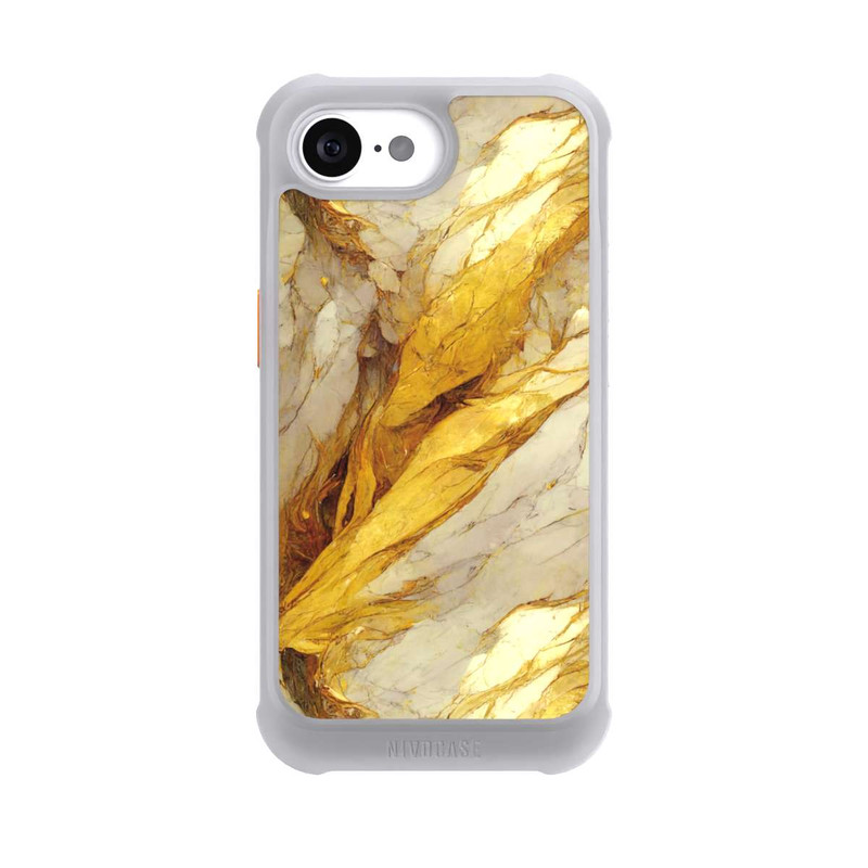 iPhone 16e NIVOmax Weiße Marmor-Golddruckschichten