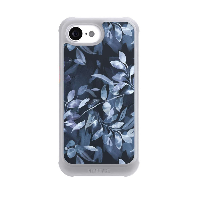 iPhone 16e NIVOmax Mystische Aquarellblätter marineblau