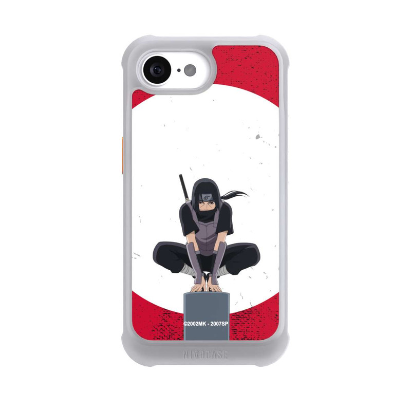 iPhone 16e NIVOmax Itachi Uchiha symbol red background