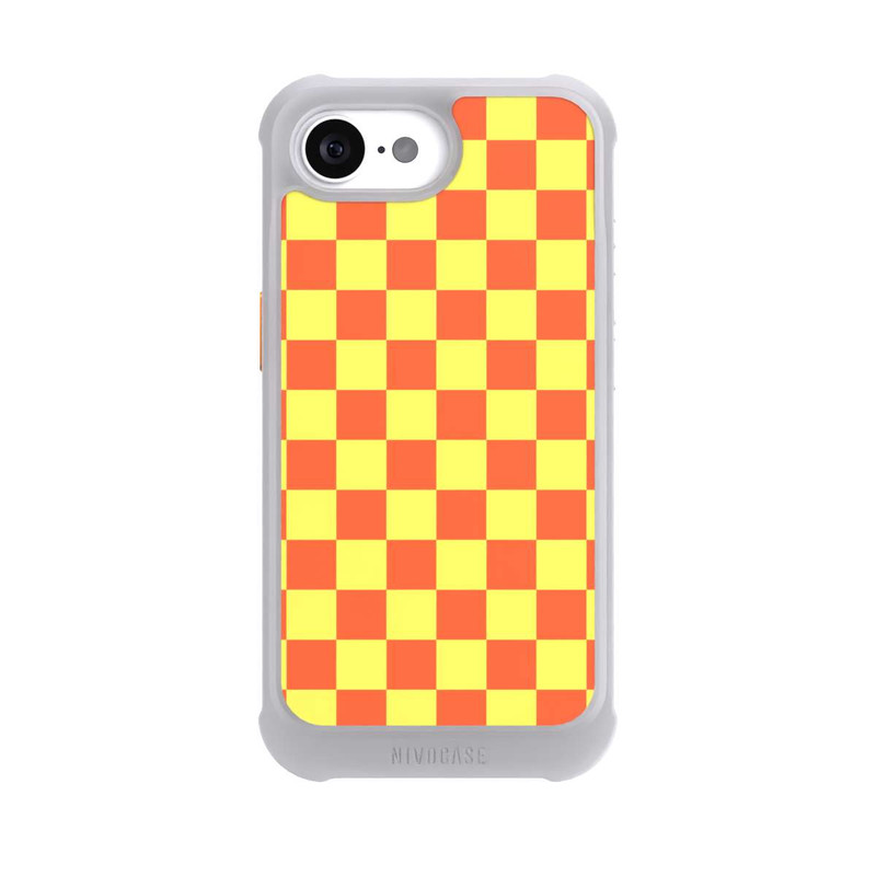 iPhone 16e NIVOmax Checked Pattern Yellow Orange