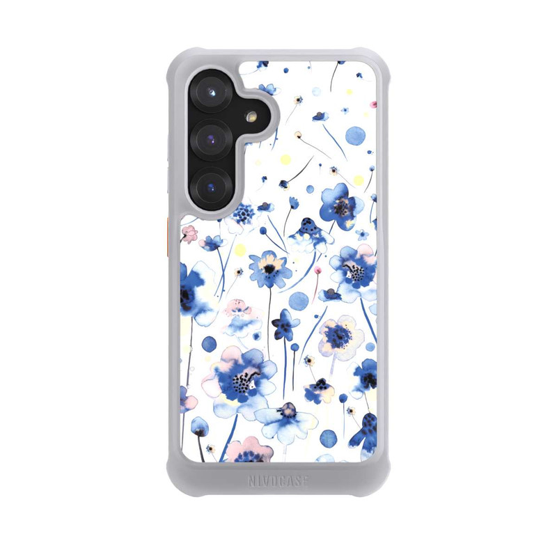 Galaxy S25 NIVOmax Aquarelltinte blaue Blumen