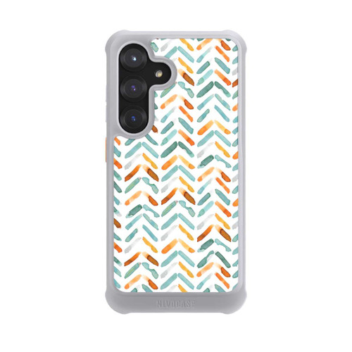 Samsung Galaxy S25 NIVOmax Elegantes Herbstchevron Blau Orange