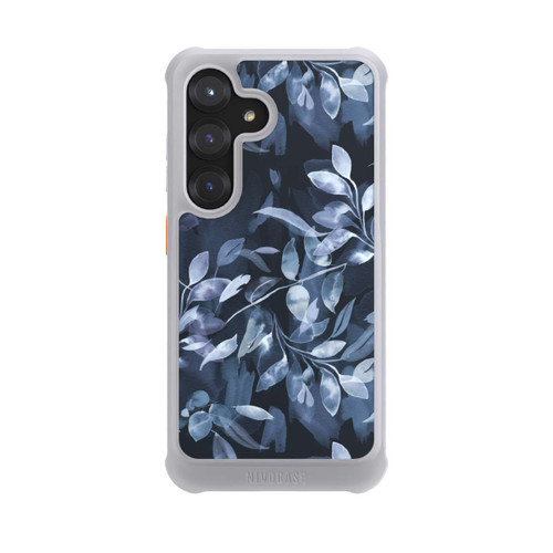 Samsung Galaxy S25 NIVOmax Mystische Aquarellblätter marineblau