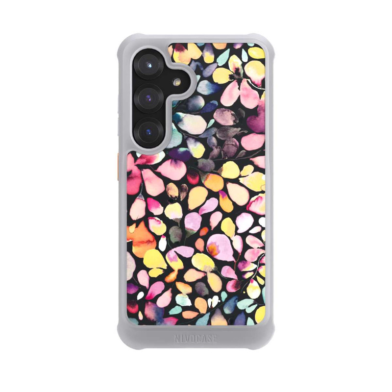 Galaxy S25 NIVOmax Eucalyptus Watercolor Leaves Black