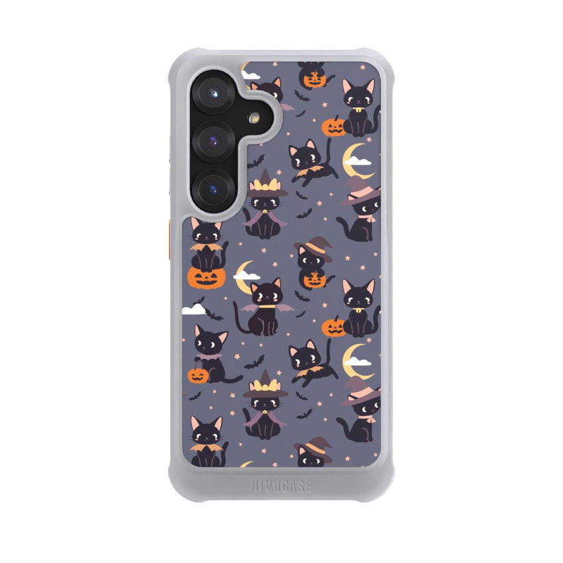 Galaxy S25 NIVOmax Cute Halloween Witch Cats and Pumpkins
