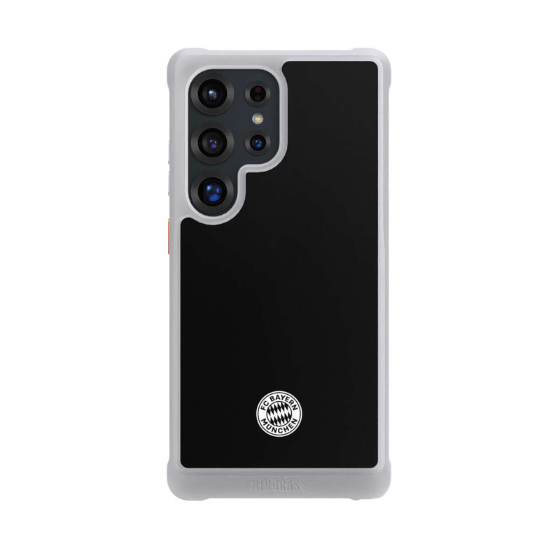 Galaxy S25 Ultra NIVOmax Logo FCB Classique Petit - Blanc sur Fond Noir