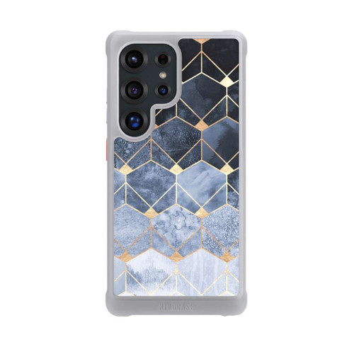 Samsung Galaxy S25 Ultra NIVOmax Blaue Sechsecke und Diamanten Golddruck