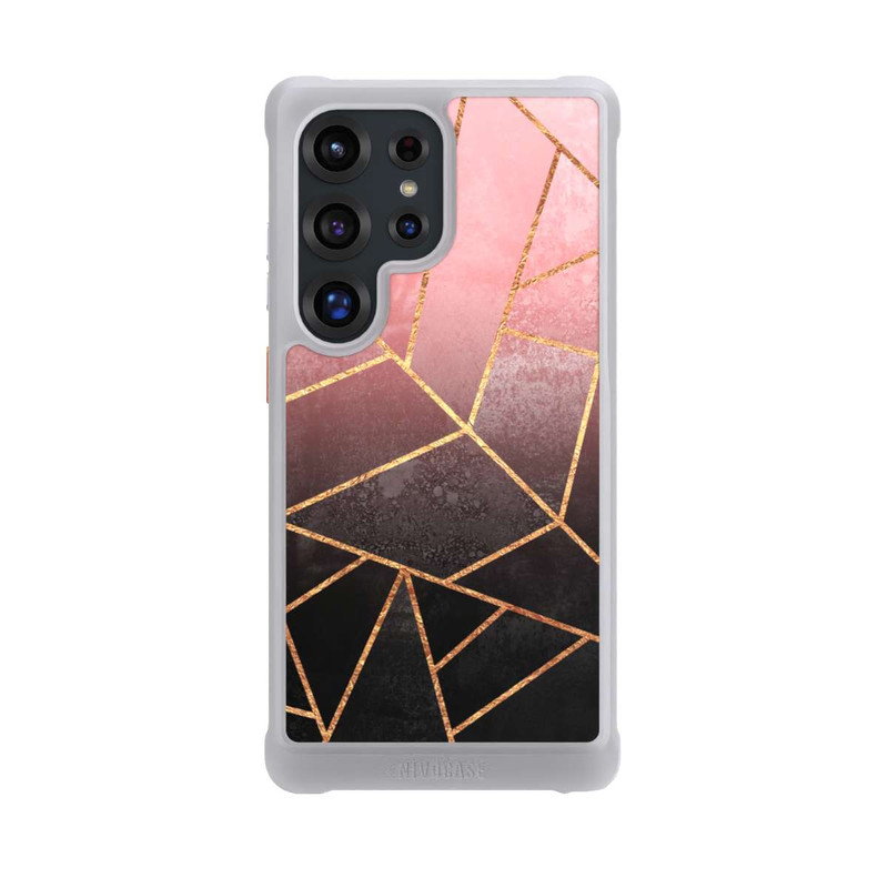 Galaxy S25 Ultra NIVOmax Pinker und Schwarzer Stein Gold Druck