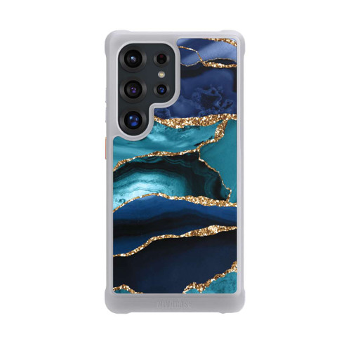 Samsung Galaxy S25 Ultra NIVOmax Dark and Light Blue Marble Gold Glitter Look