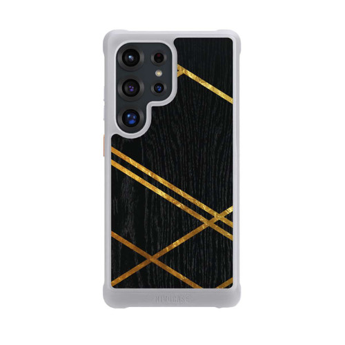 Samsung Galaxy S25 Ultra NIVOmax Black Geometric Pattern Golden Stripes