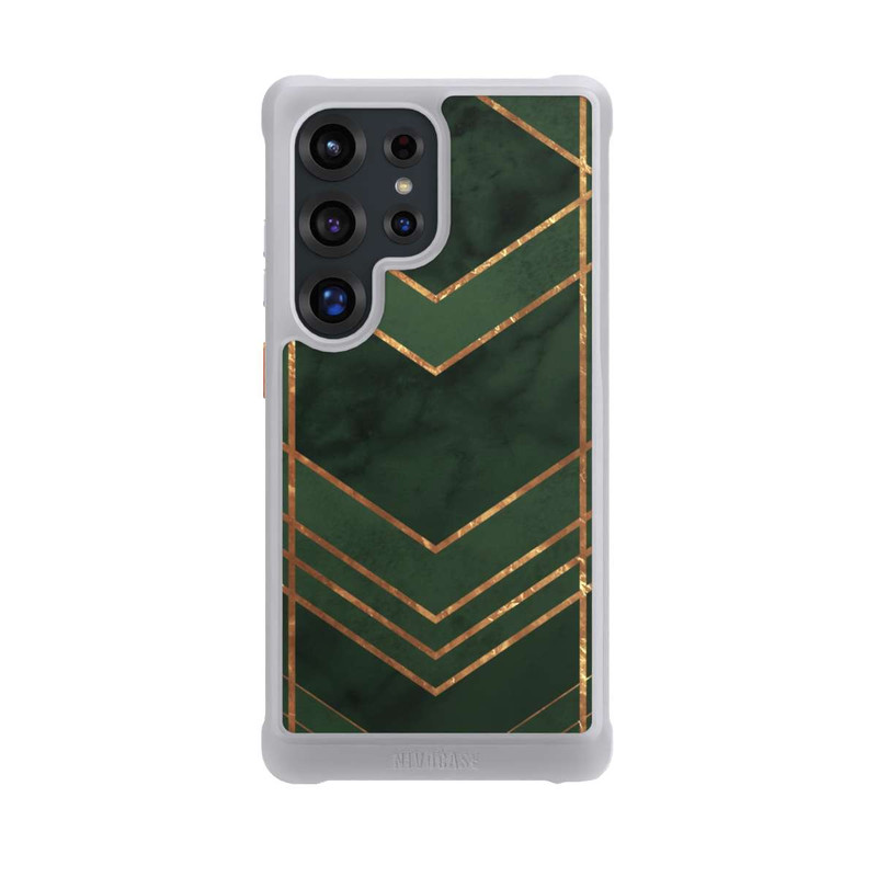 Galaxy S25 Ultra NIVOmax Dunkelgrün gemustert Goldene Streifen