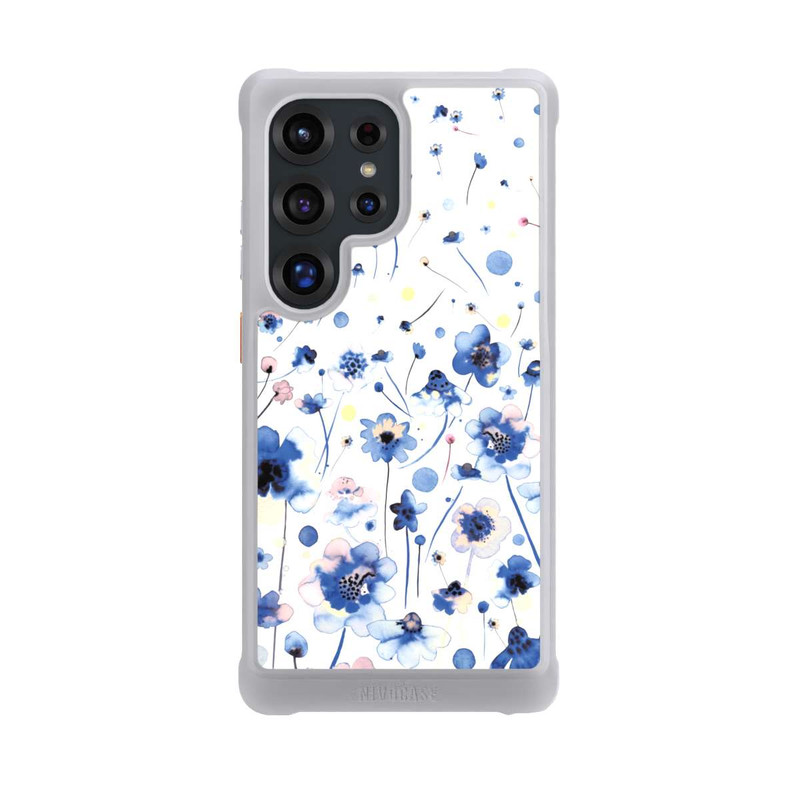 Galaxy S25 Ultra NIVOmax Aquarelltinte blaue Blumen