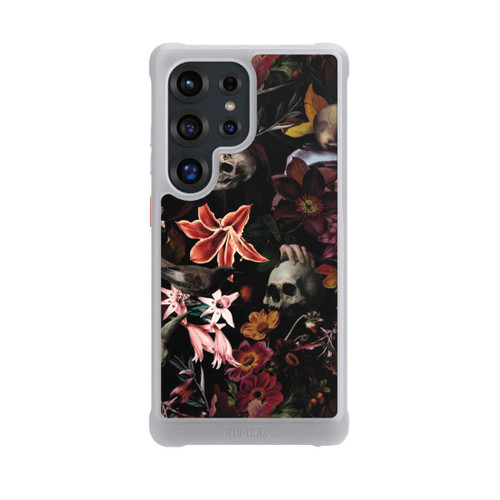 Samsung Galaxy S25 Ultra NIVOmax Totenköpfe und Blumen auf dunklem Hintergrund