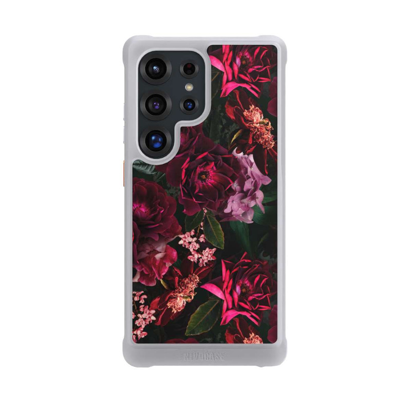 Galaxy S25 Ultra NIVOmax Fleurs rouge foncé et roses