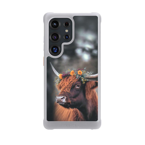 Samsung Galaxy S25 Ultra NIVOmax Vache des Highlands avec des fleurs avec IA