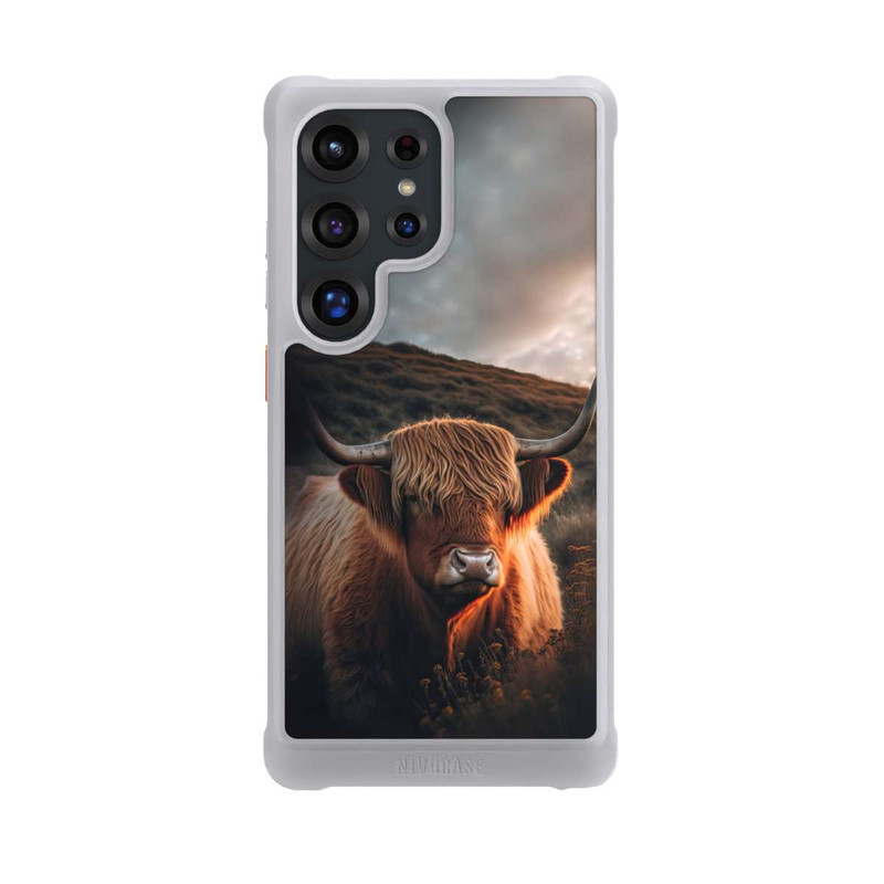 Galaxy S25 Ultra NIVOmax Vache Highland avec de grandes cornes avec IA